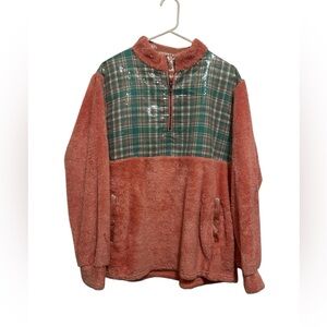 Sequin Plaid and Sparkle Fleece Pullover